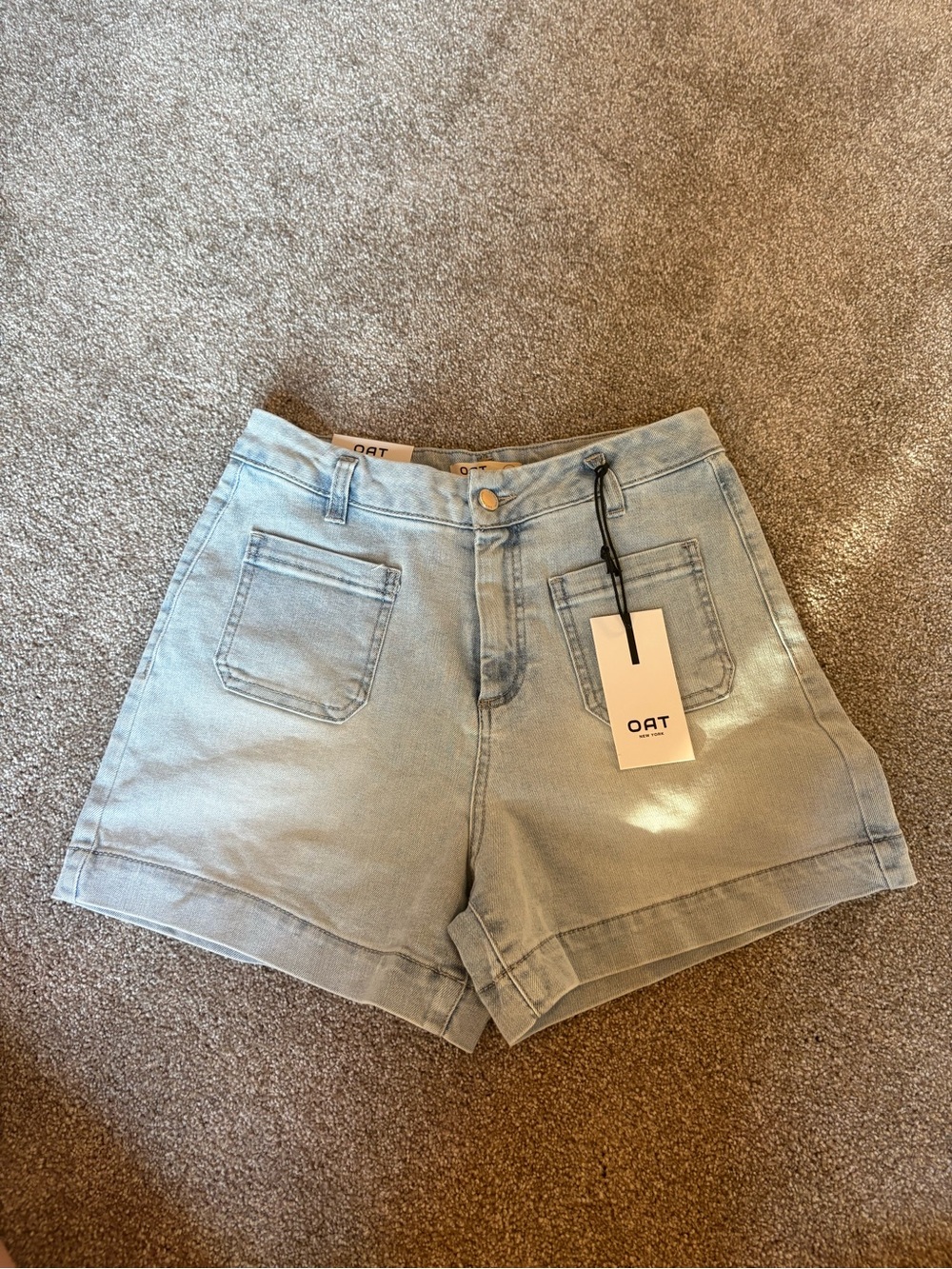 OAT New York Light Blue Denim High-Rise Shorts